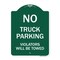 Signmission Parking Restriction No Truck Parking Violators Towed Heavy-Gauge Alum Sign, 18" x 24", GW-1824-23370 A-DES-GW-1824-23370 - alternate 1